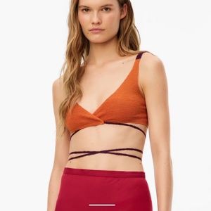 NWT Zara Linen Blend Crop Top cross tie